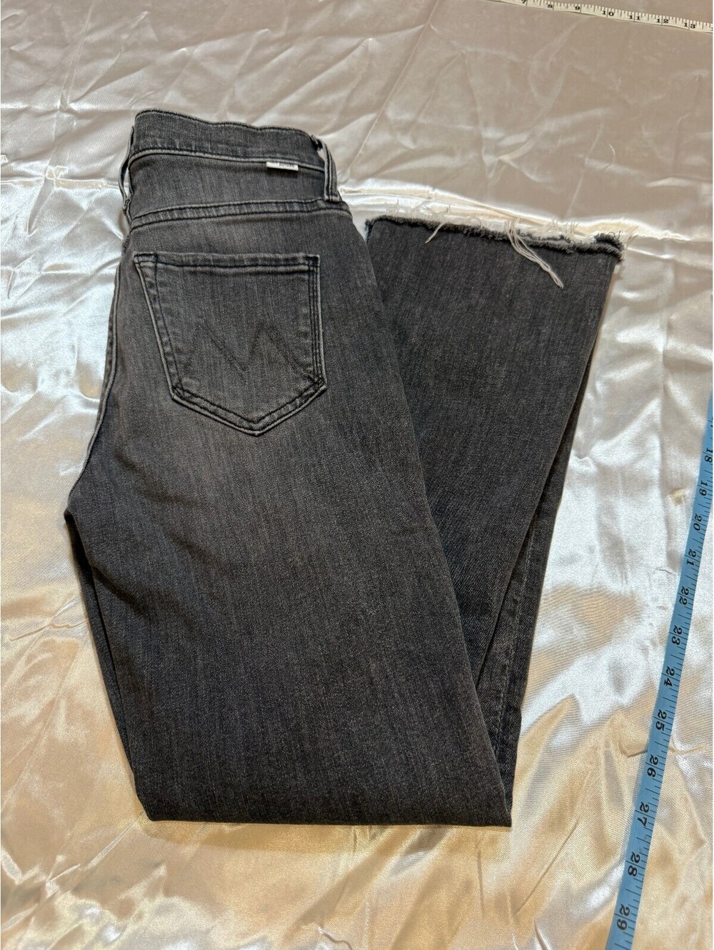 Mother The Insider Crop Step Fray Black Denim Jeans sz 24